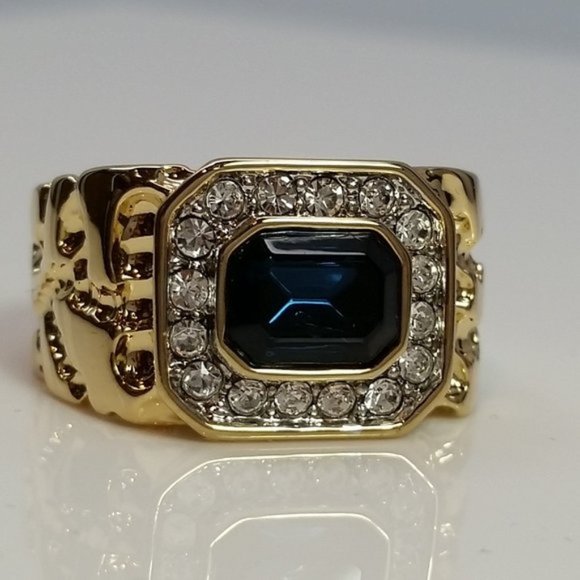 Men's Ring Blue Montana Swarovski Elements Ring - Picture 3 of 4